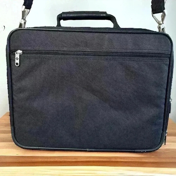 Samsonite Black Canvas Slim Laptop Travel Briefcase with Pockets 17"X12" - Picture 4 of 4